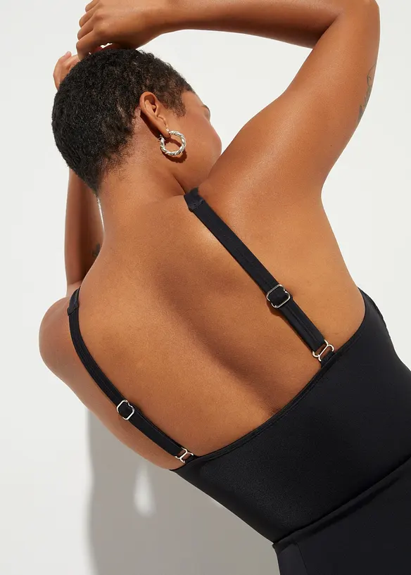 Badpakjurk met transparante mesh, medium corrigerend, bonprix
