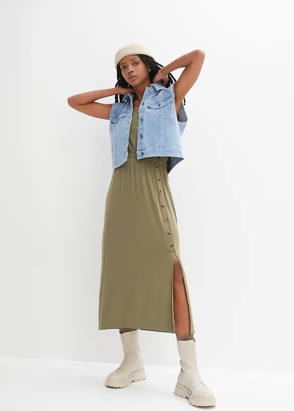 Maxi jurk met knopen, bonprix
