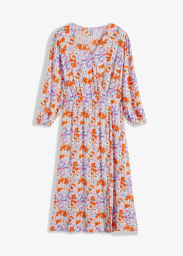 Midi jurk met split van gestructureerde viscose, RAINBOW