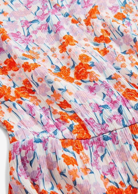 Midi jurk met split van gestructureerde viscose, RAINBOW