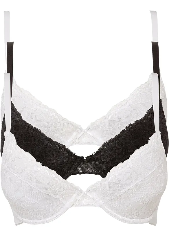 Push up bh met fijn kant (set van 3), bonprix
