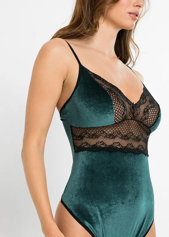 Fluwelen body ouvert, bonprix