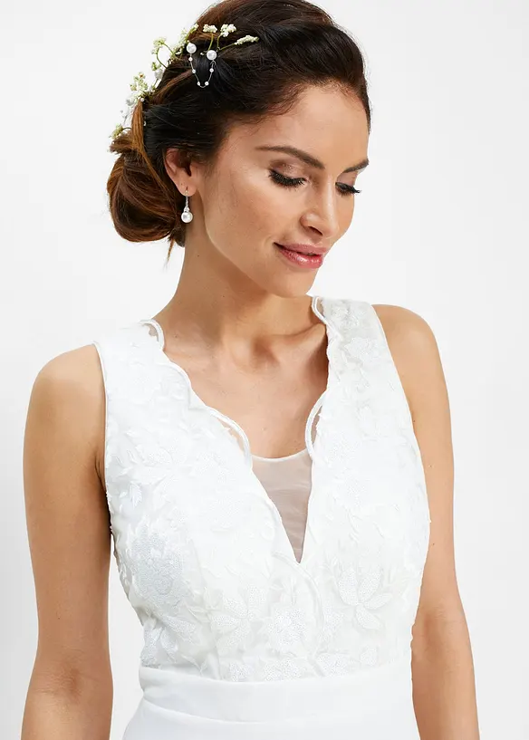 Maxi jurk met pailletten en borduursel, bonprix