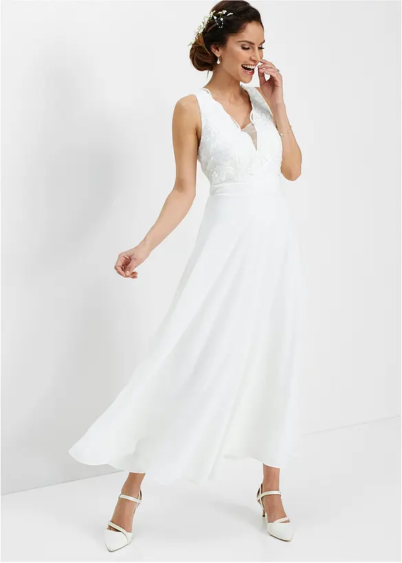 Maxi jurk met pailletten en borduursel, bonprix