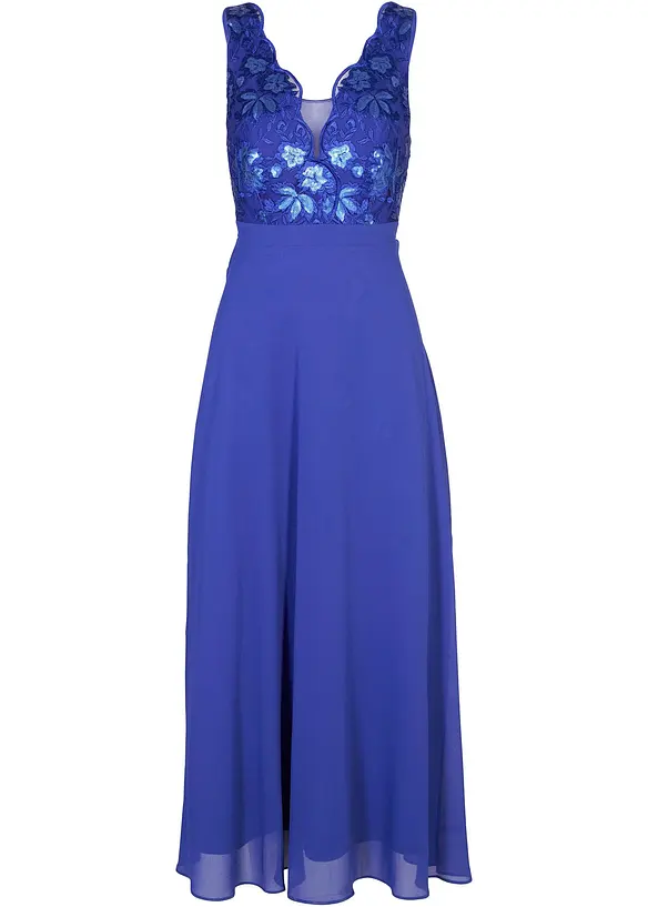 Maxi jurk met pailletten en borduursel, bonprix