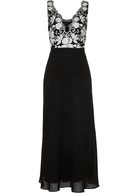 Maxi jurk met pailletten en borduursel, bonprix