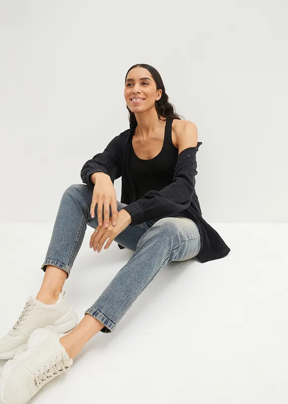 Mid waist mom jeans, stretch, bonprix