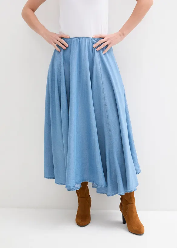 High waist spijkerrok met comfortband, bonprix