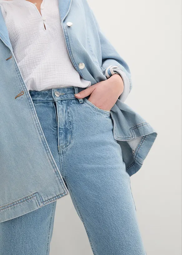 Cropped mid waist jeans, straight, bonprix