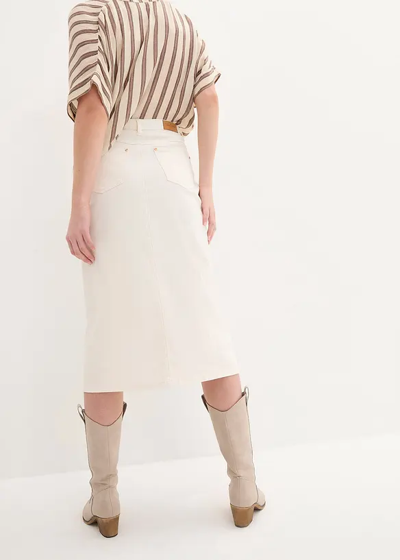 Stretch spijkerrok, midi lengte, John Baner JEANSWEAR