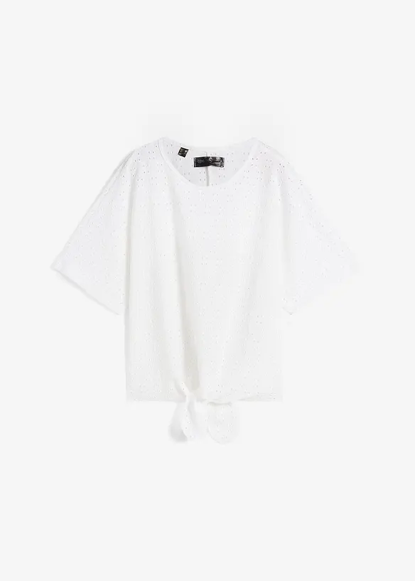 Vleermuisshirt met broderie anglaise, bonprix
