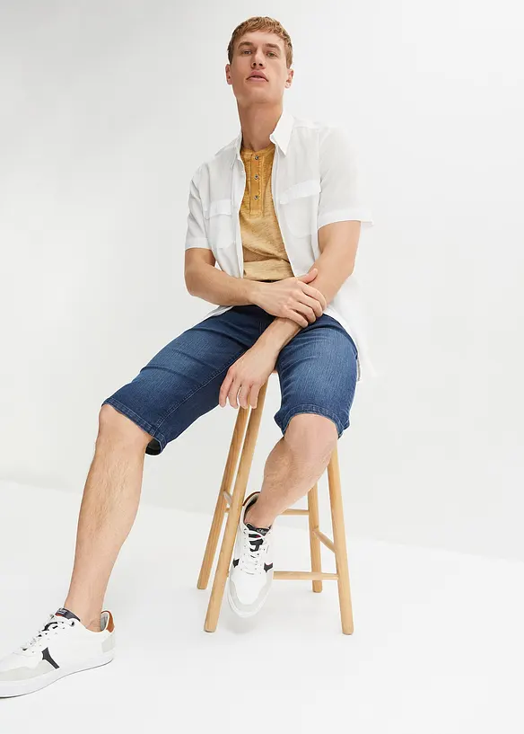 Henley shirt van biologisch katoen in washed out look, bonprix