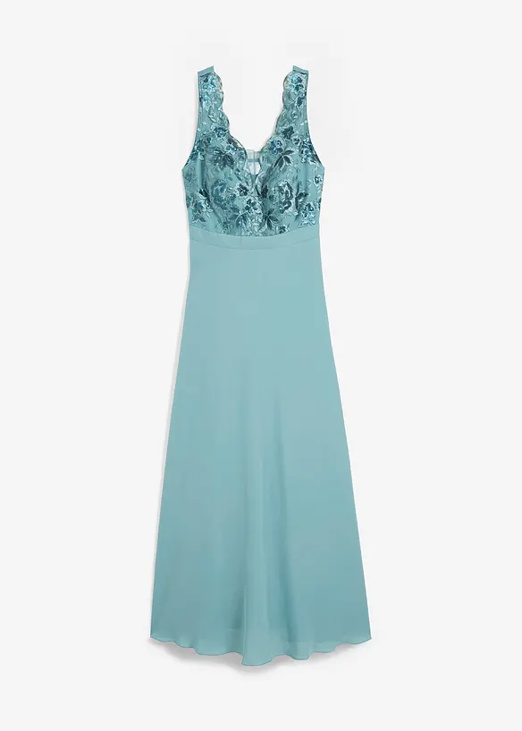 Maxi jurk met pailletten en borduursel, bonprix