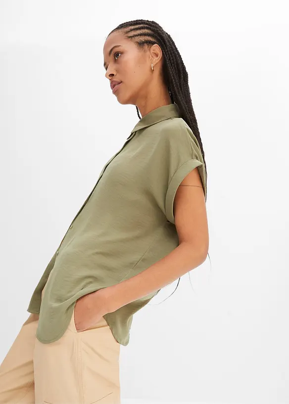Blouse met korte mouw van gerecycled polyester, bonprix
