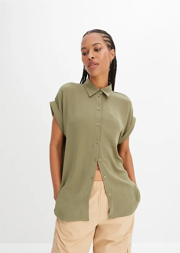Blouse met korte mouw van gerecycled polyester, bonprix