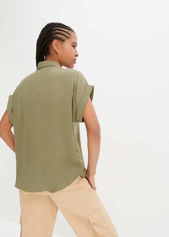 Blouse met korte mouw van gerecycled polyester, bonprix