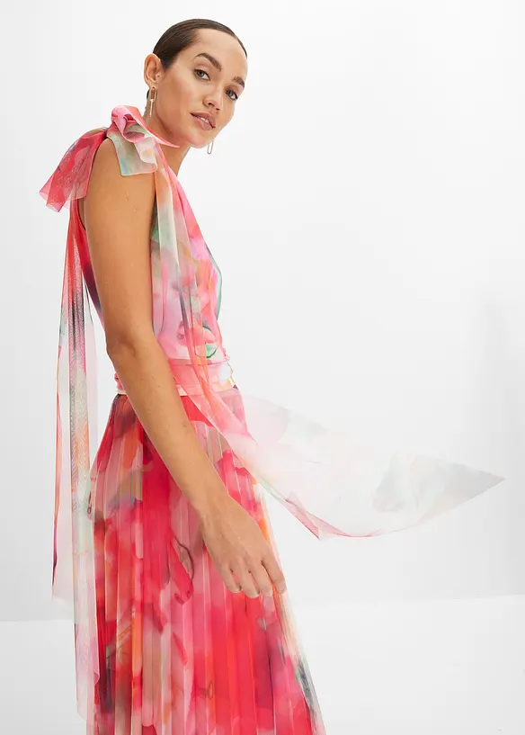 One-shoulder jurk met plissé rok, bonprix