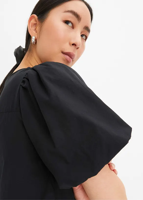 Midi jurk met ballonmouwen van biologisch katoen, bonprix