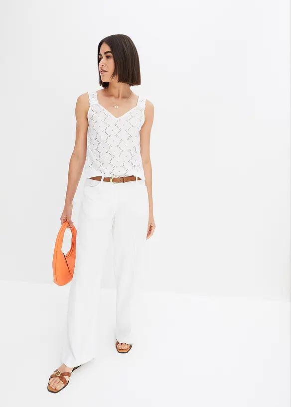 Top met broderie anglaise, bonprix
