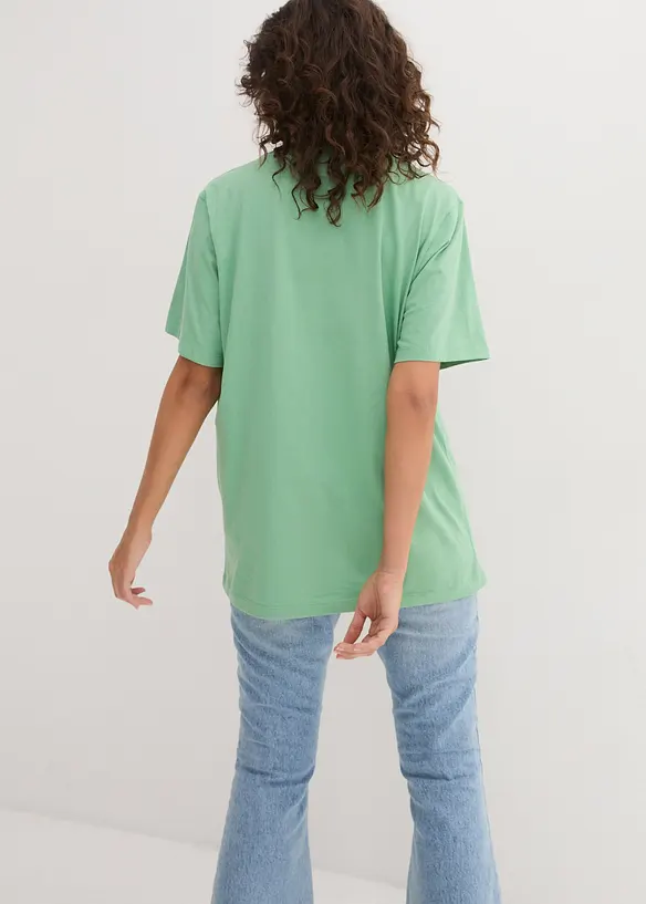 Wijd longshirt met V-hals, korte mouw  (set van 5), bonprix