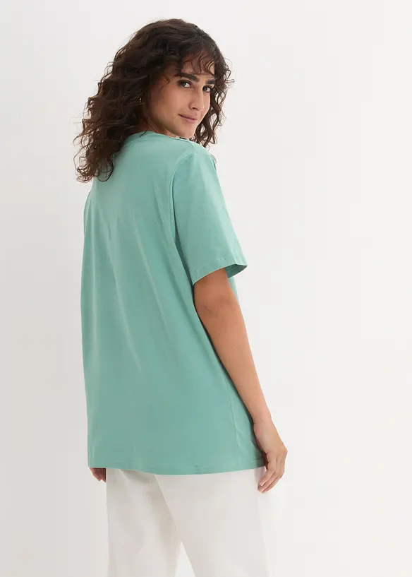 Wijd longshirt met V-hals, korte mouw  (set van 5), bonprix