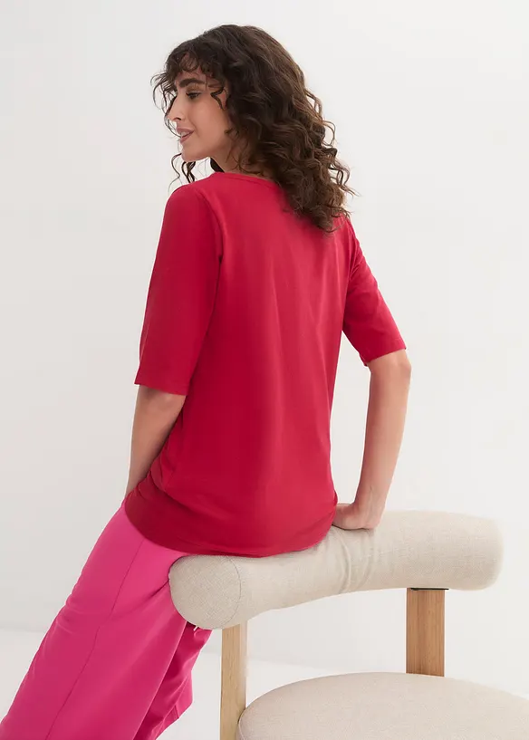 Shirt met boothals, halflange mouw, bonprix
