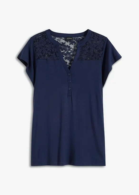 Henley shirt van een viscosemix, bonprix