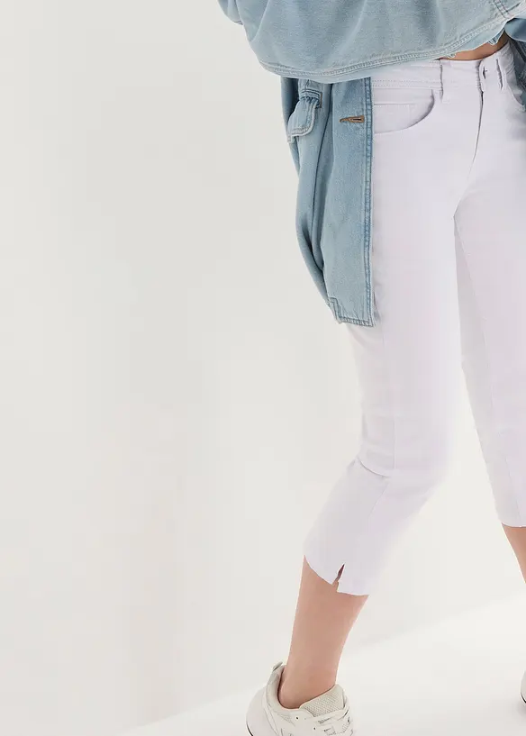 Slim fit jeans met mid waist, cropped, bonprix