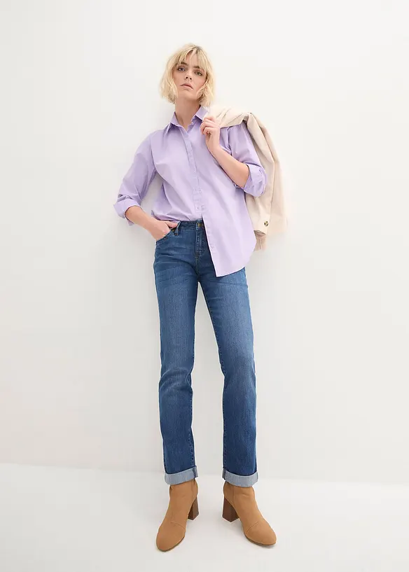 Stretch jeans mid waist, straight, bonprix