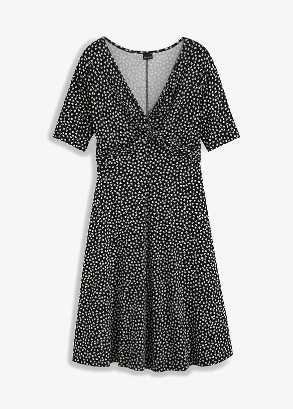 Gedessineerde jersey jurk met drapering in een zachte viscosemix, bonprix