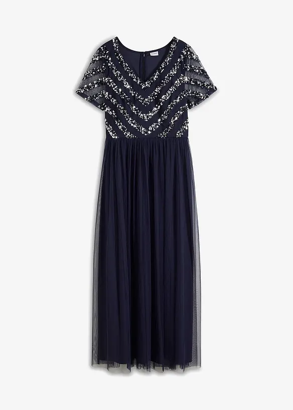 Maxi jurk met lovertjesborduursel, bonprix