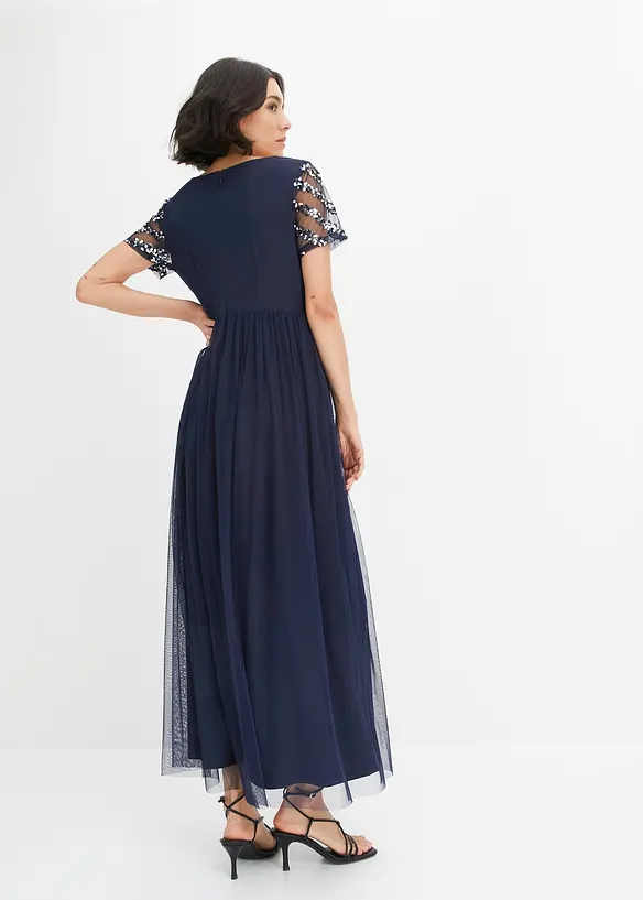 Maxi jurk met lovertjesborduursel, bonprix