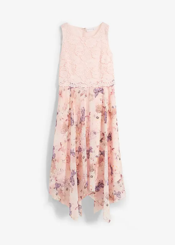 Chiffon jurk met sierlijk kant, bonprix