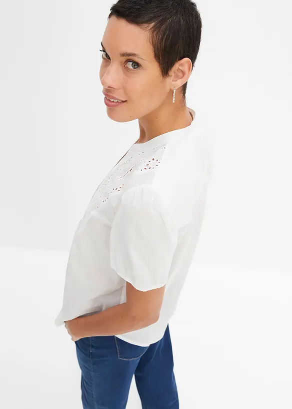 Blouse met broderie anglaise, bonprix