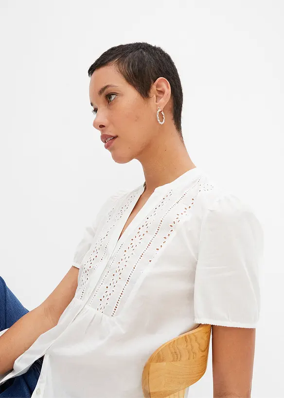 Blouse met broderie anglaise, bonprix