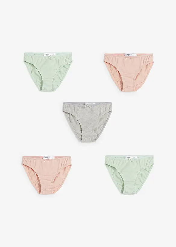 Meisjes slip (set van 5) met biologisch katoen, bonprix