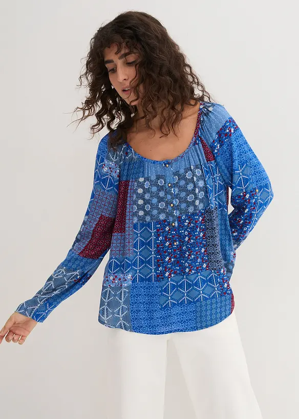 Crinkle tuniek, lange mouw, bonprix