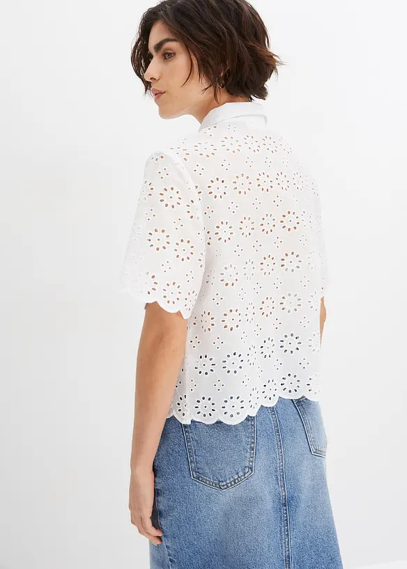 Blouse met korte mouw van puur katoen, bonprix