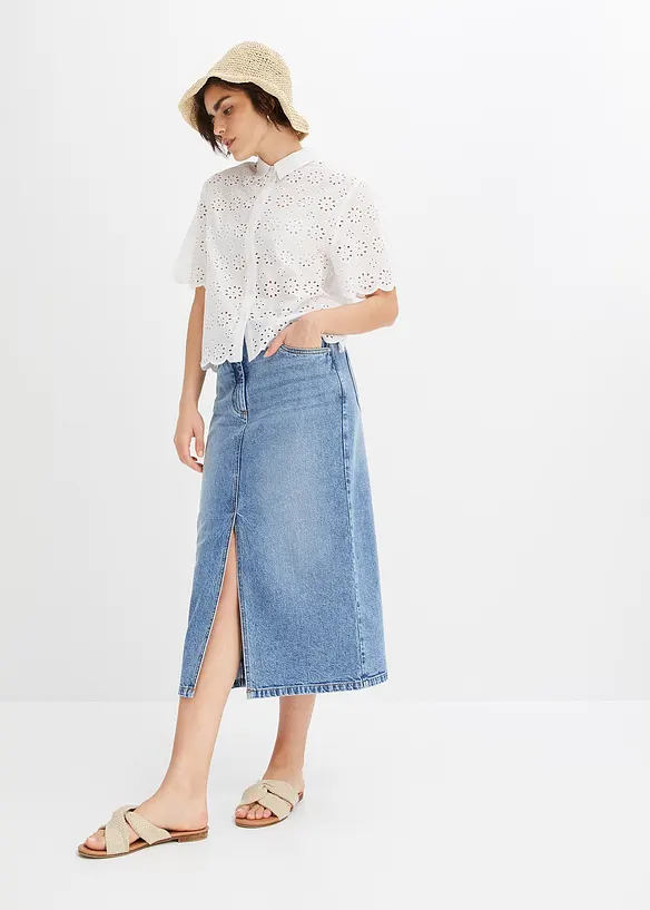 Blouse met korte mouw van puur katoen, bonprix