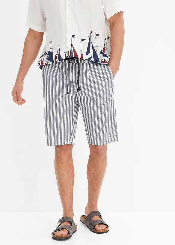 Chino bermuda met bandplooien, bonprix
