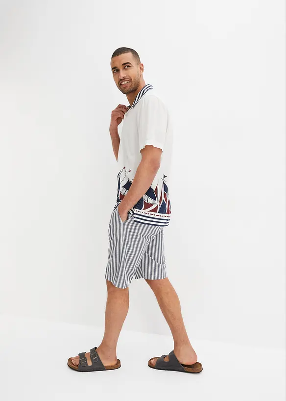 Chino bermuda met bandplooien, bonprix