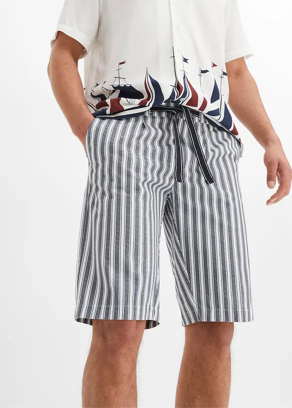 Chino bermuda met bandplooien, bonprix