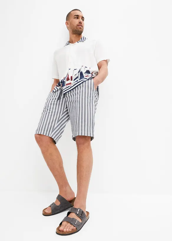 Chino bermuda met bandplooien, bonprix