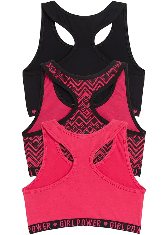 Meisjes bralette met biologisch katoen (set van 3), bonprix