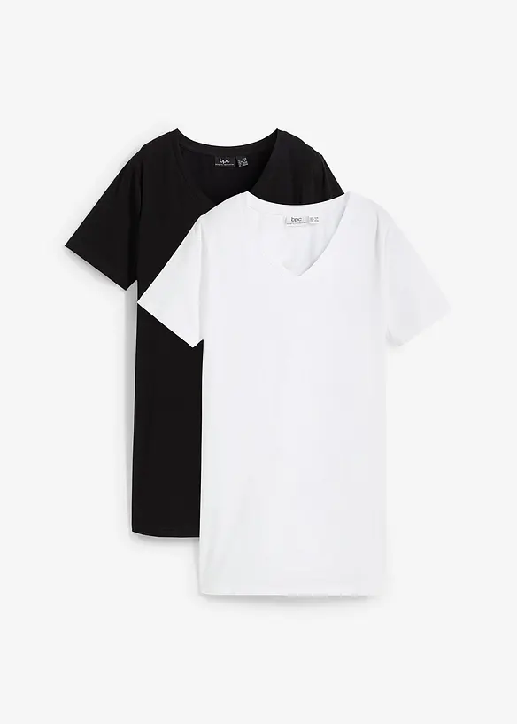 Basic longshirt met V-hals (set van 2), bonprix