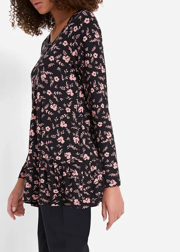 Lange shirt tuniek in een viscosemix, bonprix