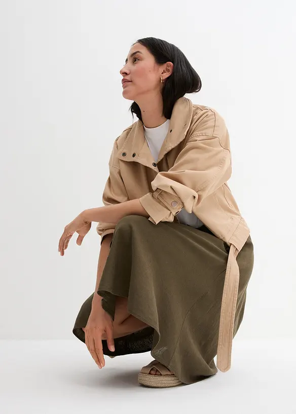 Midi rok met linnen, bonprix
