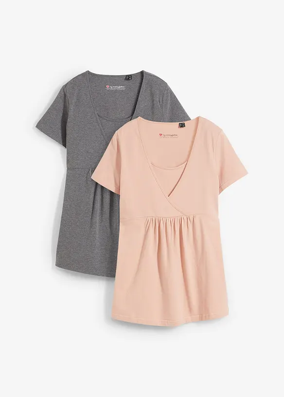 2-in-1 zwangerschapsshirt / voedingsshirt (set van 2), bonprix