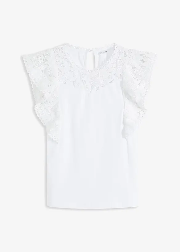 Shirt met kant en volants, bonprix