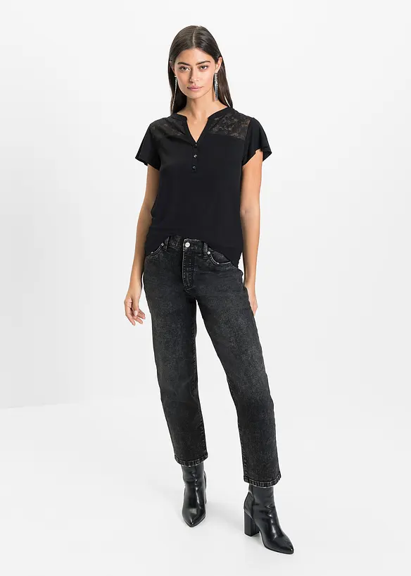 Henley shirt van een viscosemix, bonprix